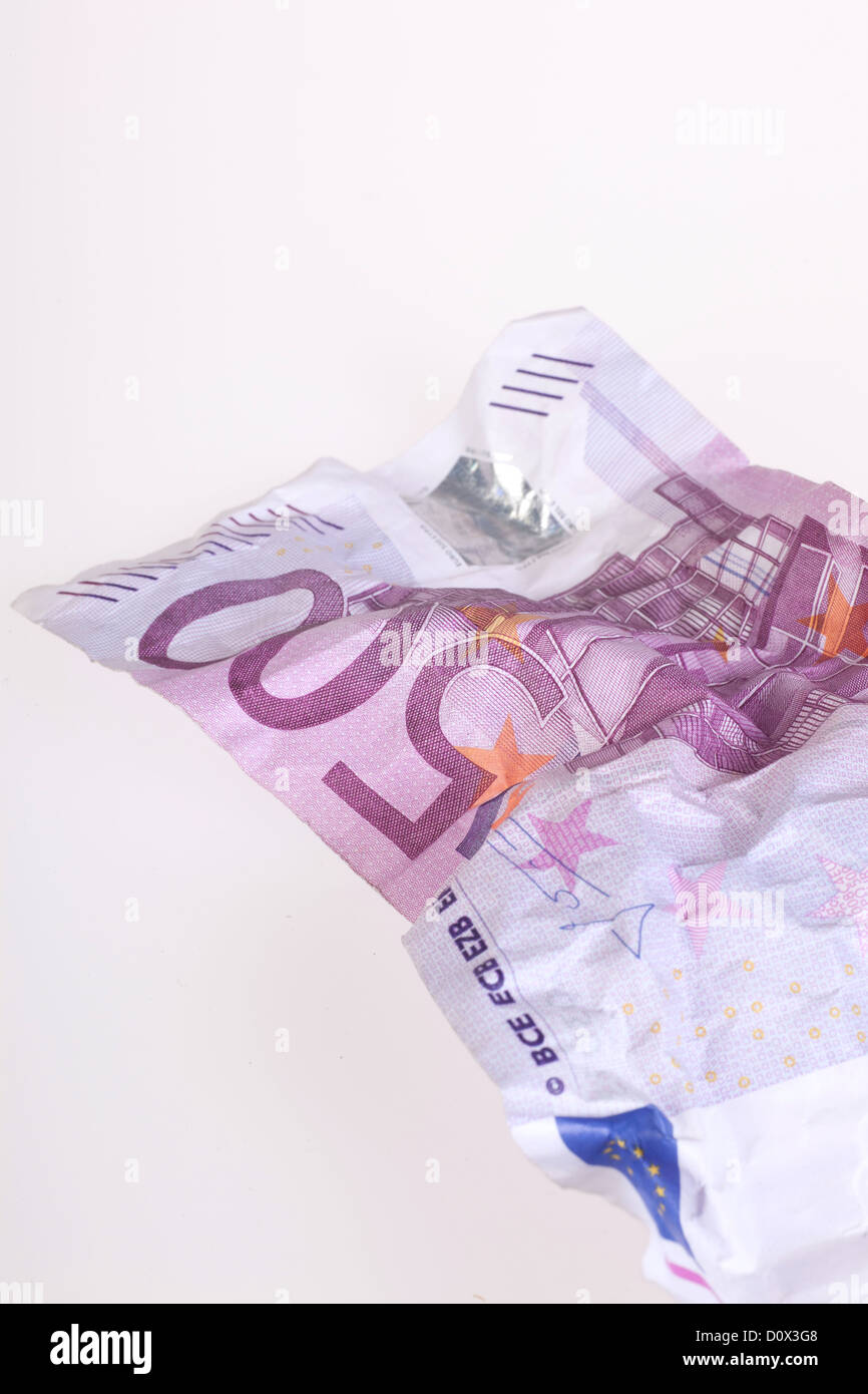 Berlin, Deutschland, zerknitterten 500-Euro-note Stockfoto