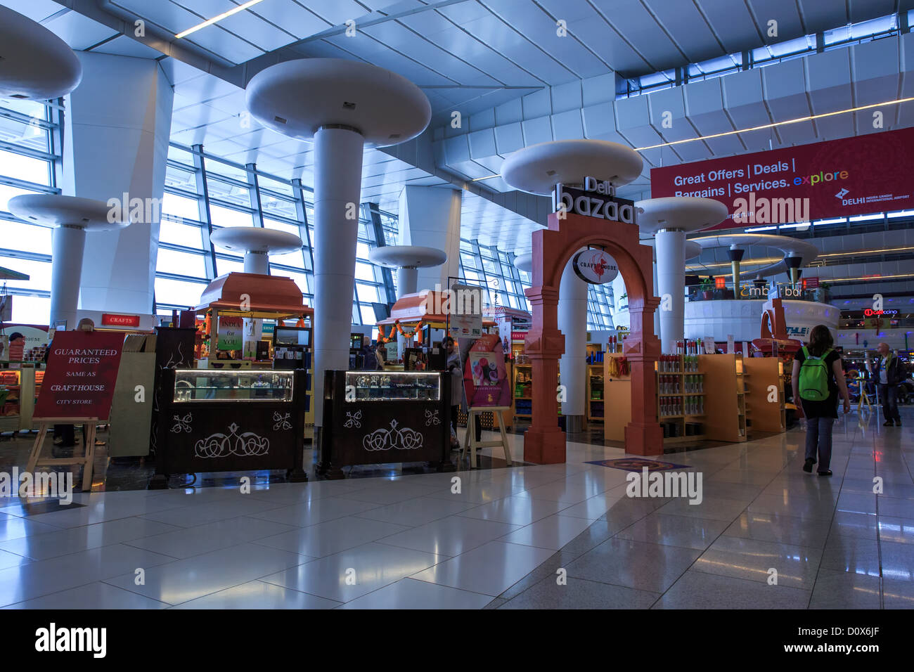 Das Innere des Indira Gandhi International Airport, Flughafen Delhi, Indien Stockfoto