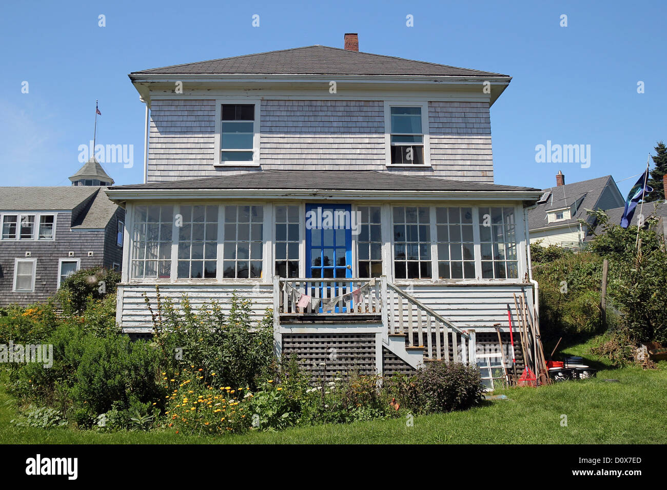 Ein Haus auf Mohegan Island, Maine Stockfoto