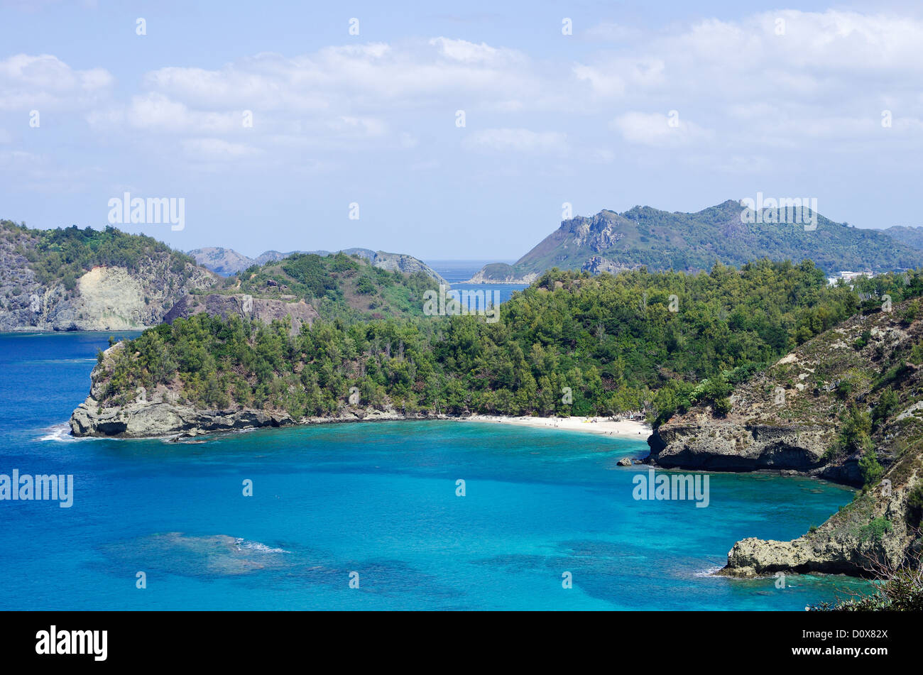 Blick vom Yanakawa Pass in Richtung Kopepe Strand, Chichijima, Ogasawara-Inseln, Tokyo, Japan Stockfoto