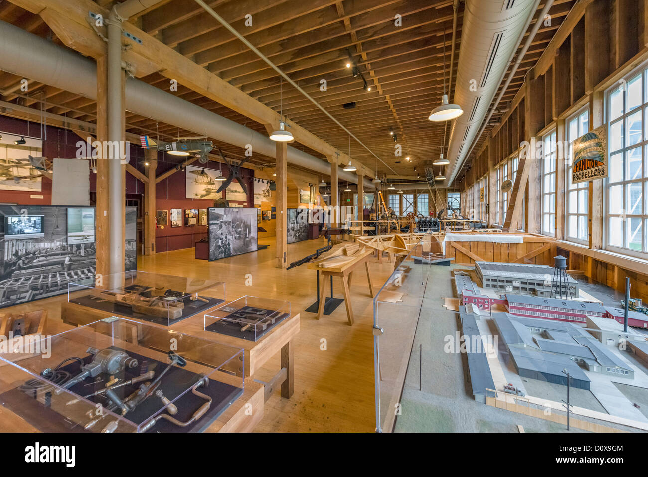 Die Red Barn, die ursprüngliche Boeing manufacturing Plant, The Museum of Flight, Seattle, Washington, USA Stockfoto