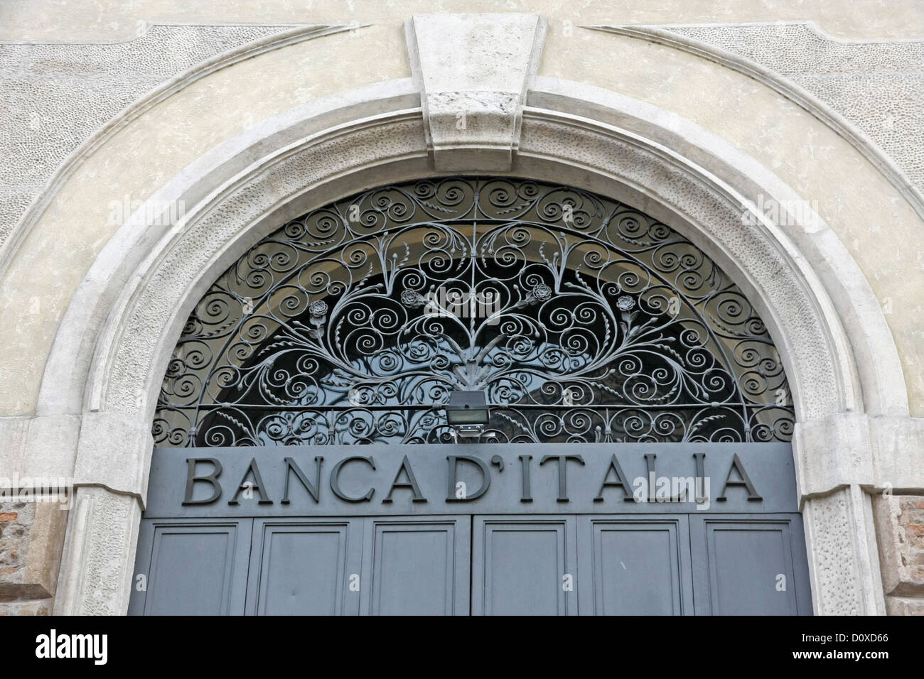 Schriftliche Banca d ' Italia in ein großes Tor Stockfoto