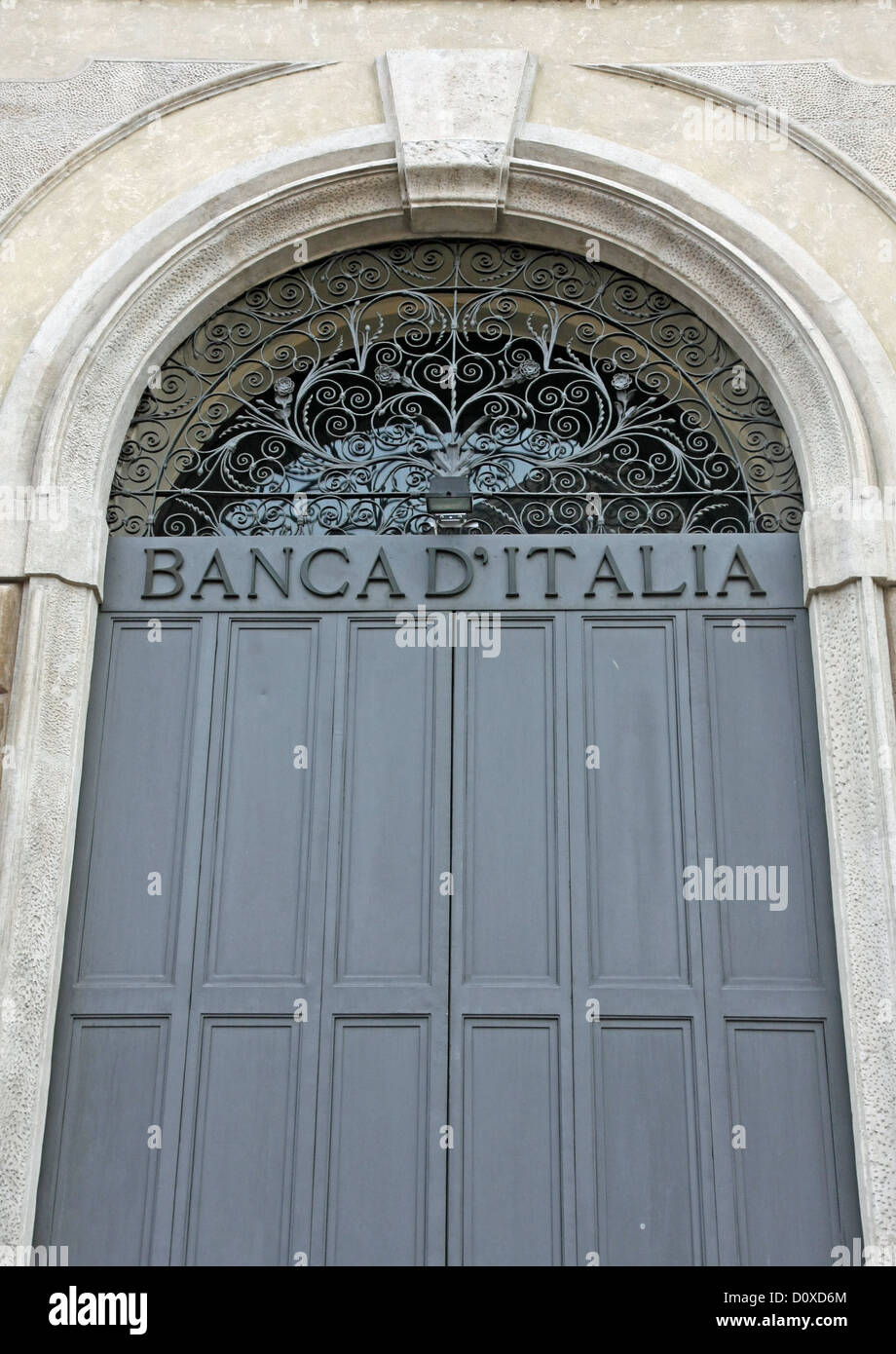 Schriftliche Banca d ' Italia in ein großes Tor Stockfoto
