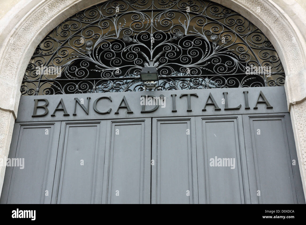 Schriftliche Banca d ' Italia in ein großes Tor Stockfoto