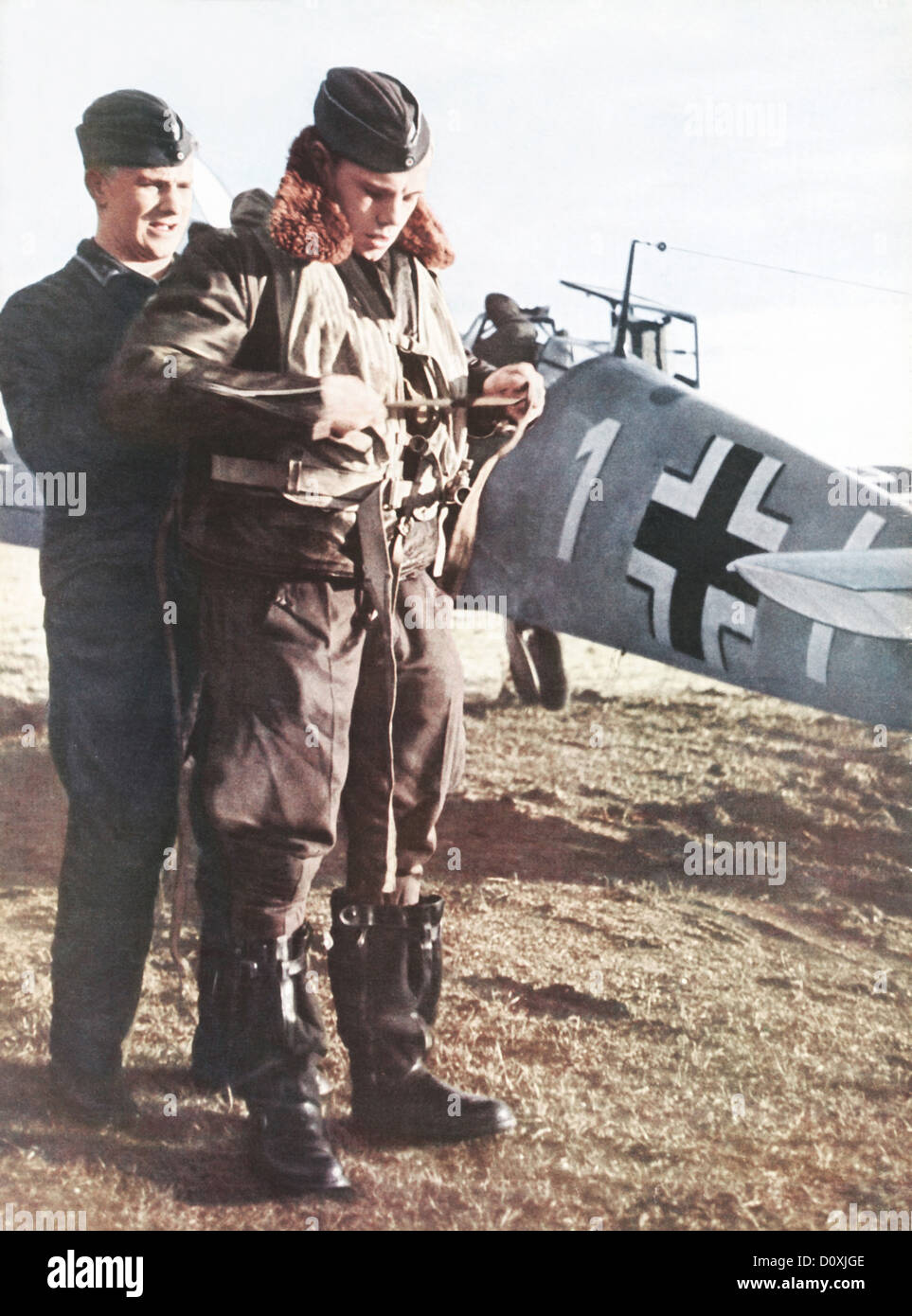 Deutsche Luftwaffe, Pilot, Stuka, Abfahrt, Flugzeug, Armee, Zweiter Weltkrieg, Deutschland, 1940 Stockfoto