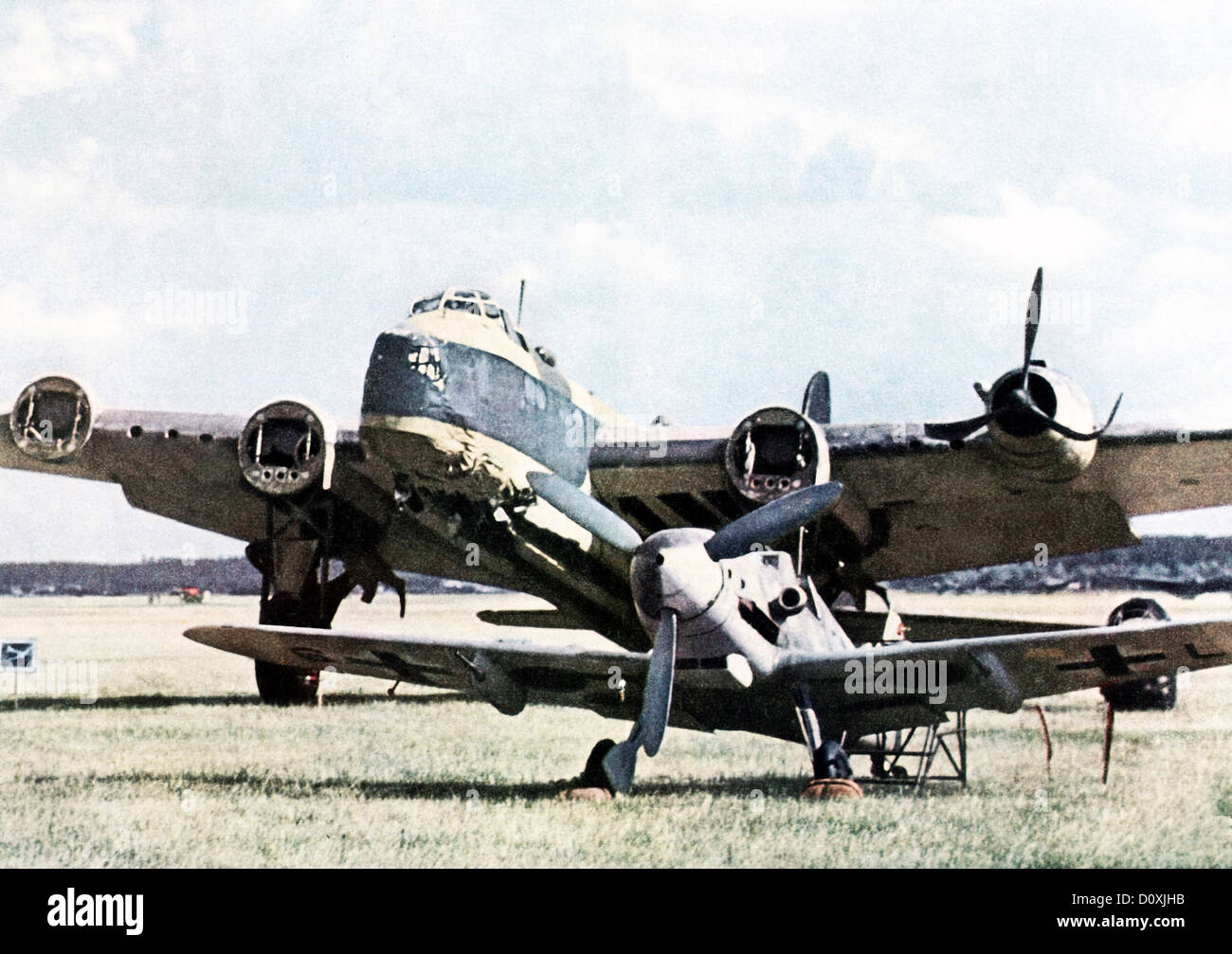 Deutsch, Luftwaffe, Messerschmidt, Me 109, geparkt, beschädigten Flugzeug, air Force, Wehrmacht, Propeller, 1935, Zweiter Weltkrieg, Deutschland, 1 Stockfoto