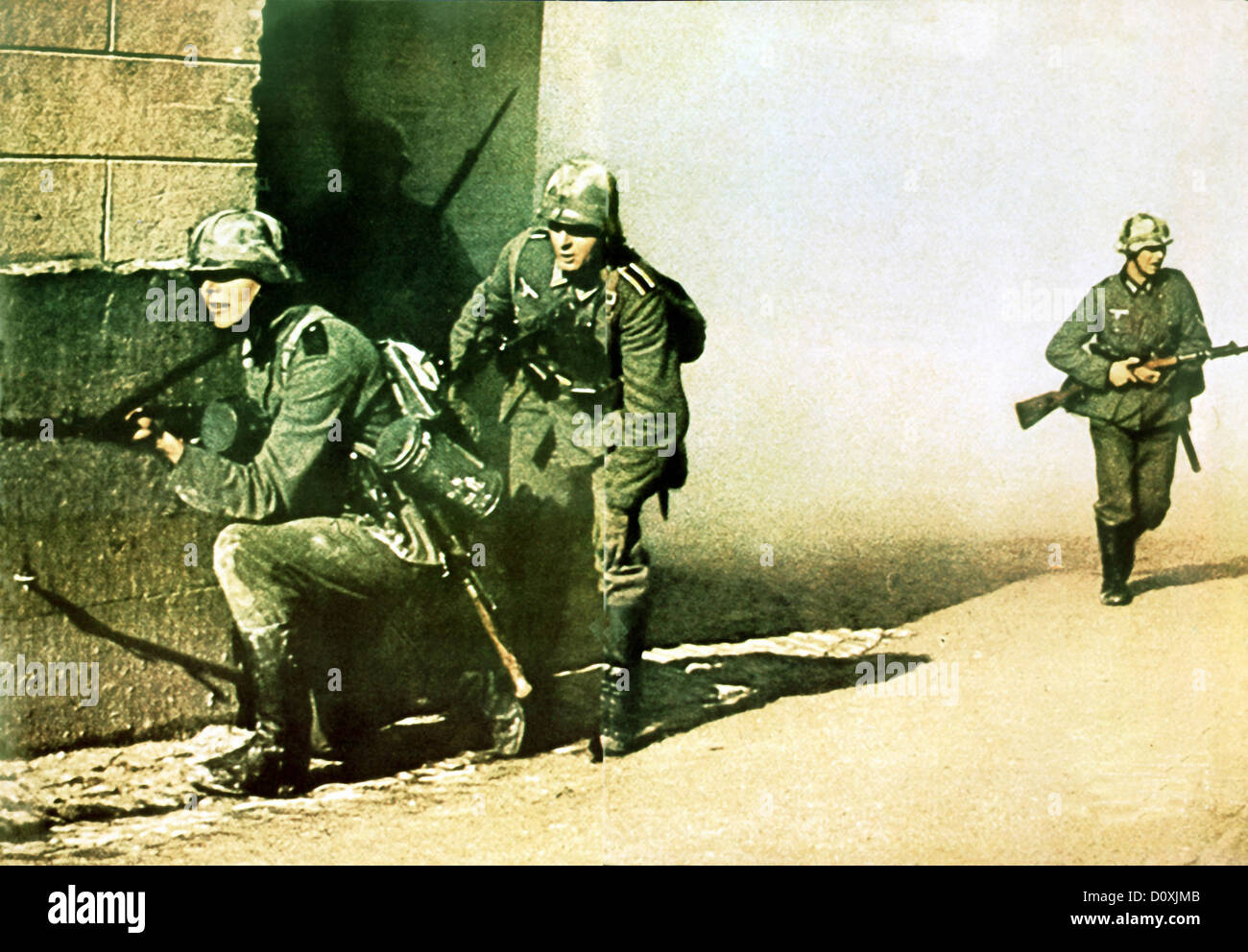 Invasion, d-Day, Norwegen, Weserübung, Soldaten, Straßenkämpfe, Zweiter Weltkrieg, Norwegen, 1940, Stockfoto