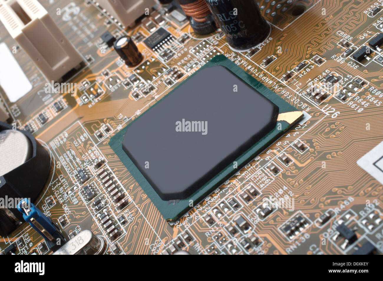 Makrofoto des Computer-Motherboard-detail Stockfoto