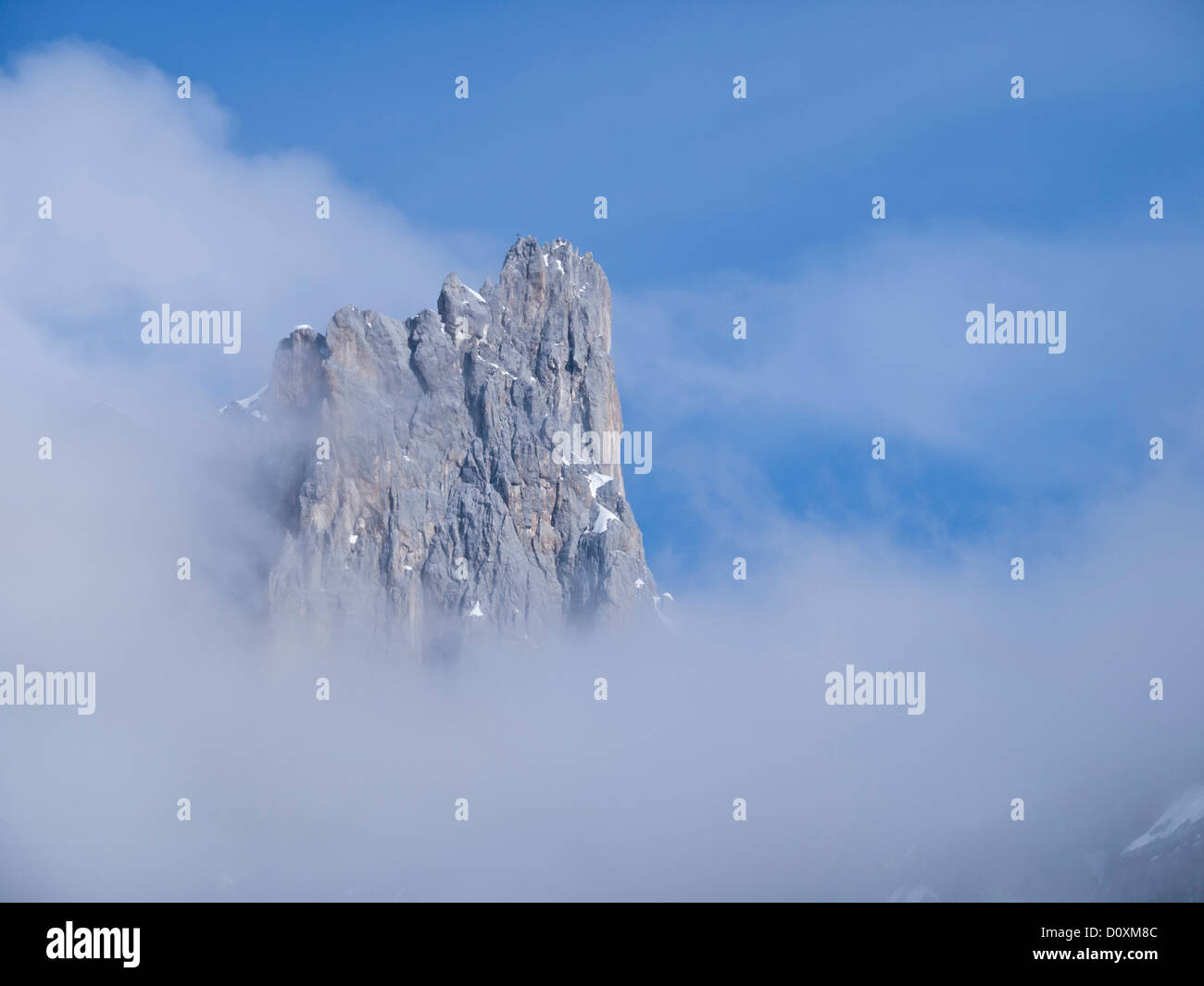 Berg der Alpen, Drusenfluh, Kette, Graubünden, Graubünden, Schnee, Eis, Schweiz, Schweizer, Dolomiten, St. Antönien, Europa, Europea Stockfoto
