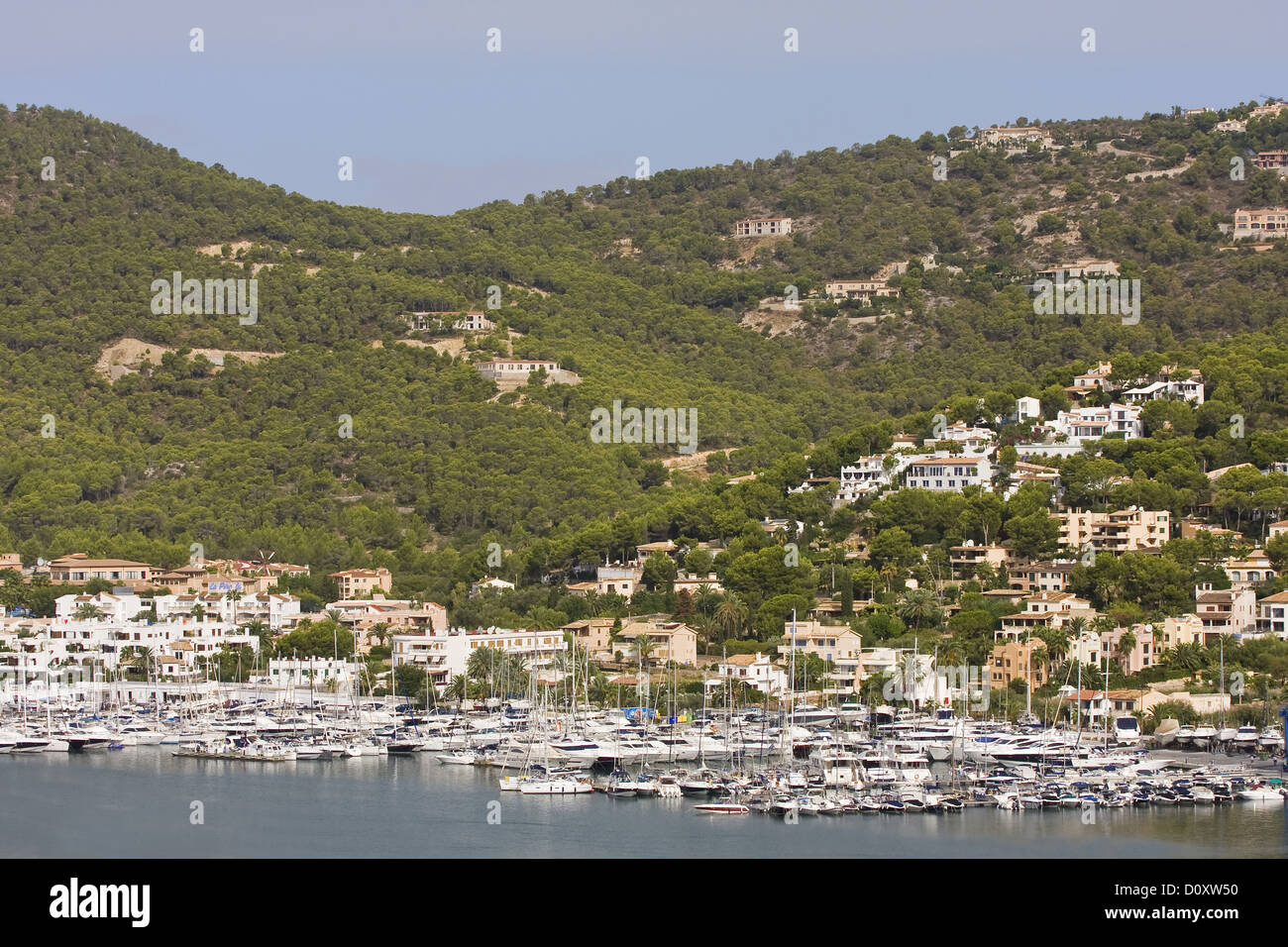Andratx, Ansicht, Bucht, Buchten, Europa, Hafen, Hafen, Küste, Küste, Landschaft, Mallorca, Meer, Mittelmeer, Meer, Spanien, Übersicht Stockfoto