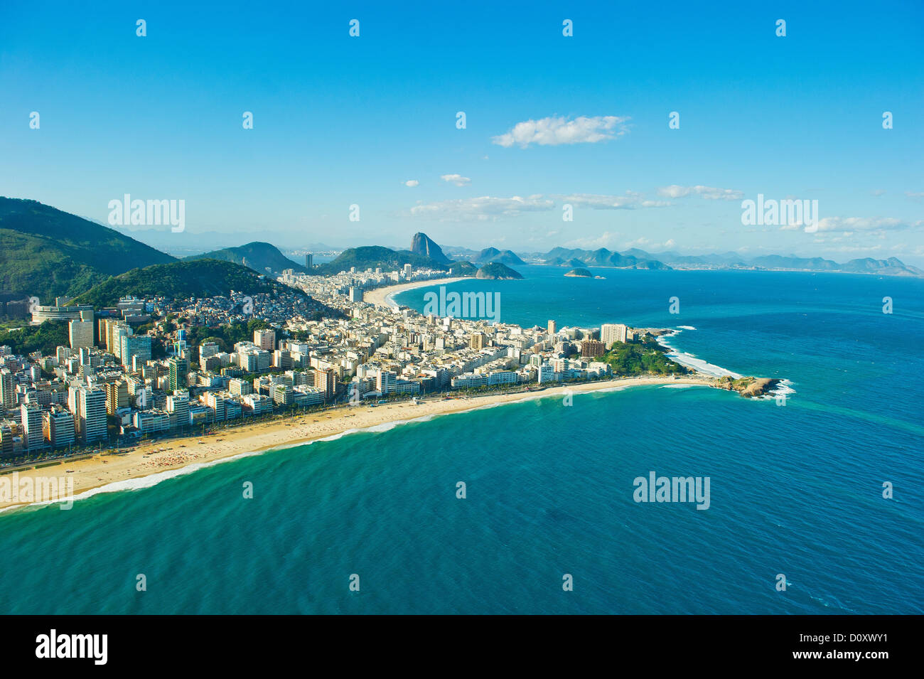 Luftaufnahme der Strände Ipanema und Copacabana, Rio De Janeiro, Brasilien Stockfoto
