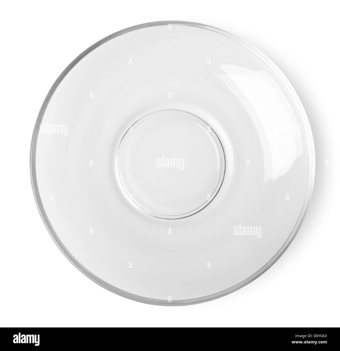 Glasplatte isoliert auf weißem Hintergrund Beschneidungspfad Stockfoto