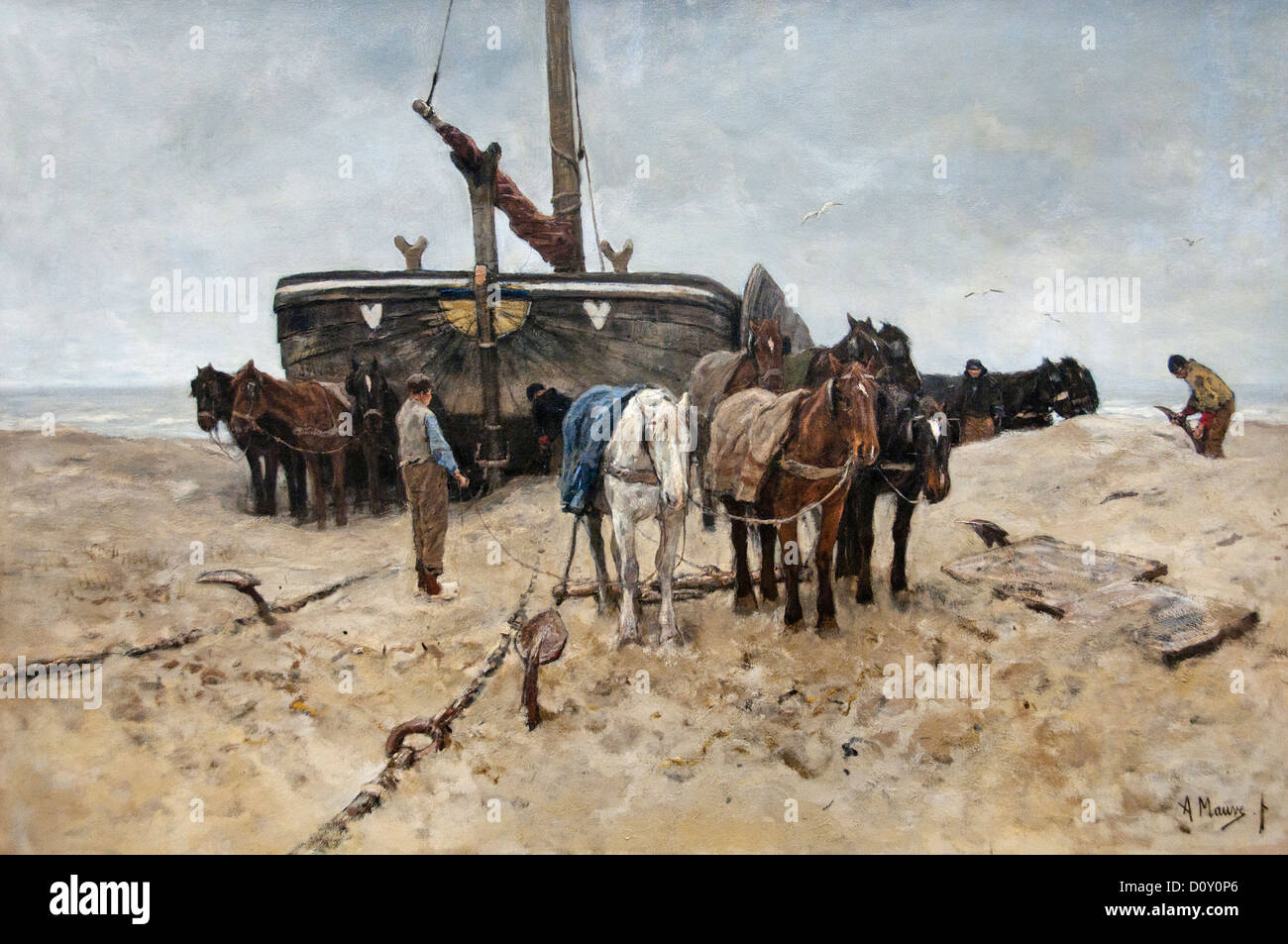 Angelboot/Fischerboot auf die beach1882 von Anton Mauve holländischen Niederlanden 1838-1888 Stockfoto