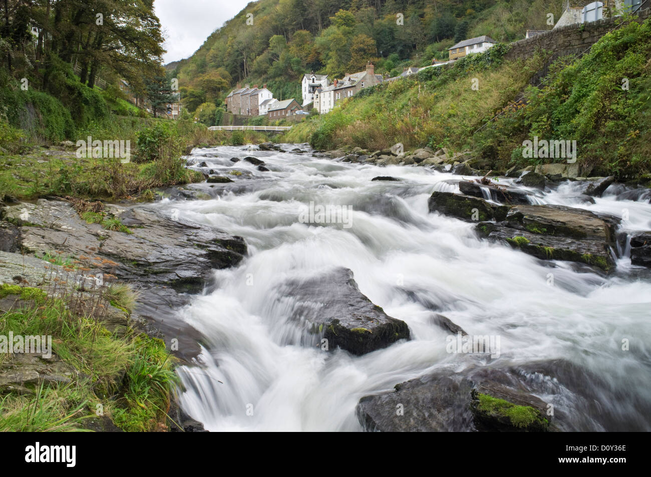 Flusses East Llyn Eingabe Lynmouth, Devon, England, UK Stockfoto