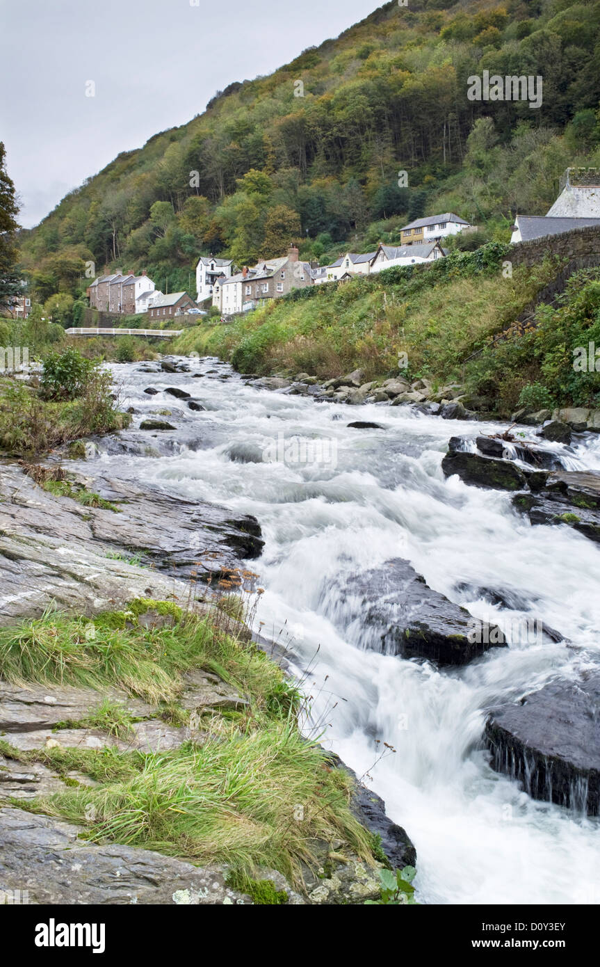 Flusses East Llyn Eingabe Lynmouth, Devon, England, UK Stockfoto