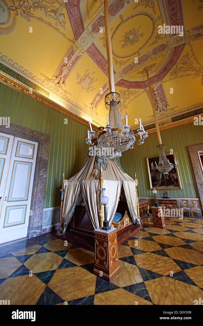 "Das Schlafzimmer von Joachim Murat' im Empire Stil eingerichtet ist und kommt aus dem königlichen Palast von Portici, der Bourbon Könige Königspalast von Caserta, Stockfoto