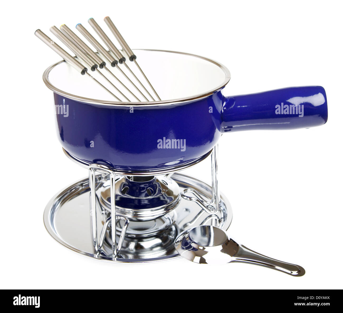 FondueSet isoliert auf weißem Hintergrund Stockfotografie Alamy