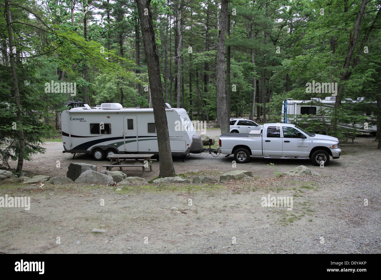 RV Campingplatz in Neu-England Stockfoto