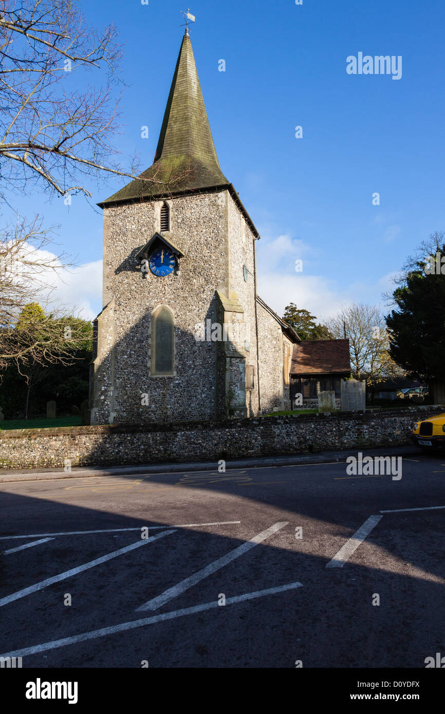 Die 13C Kirche St Mary the Virgin in den North Downs Dorf betrachten, jetzt Bromley, ursprünglich Kent, UK Stockfoto