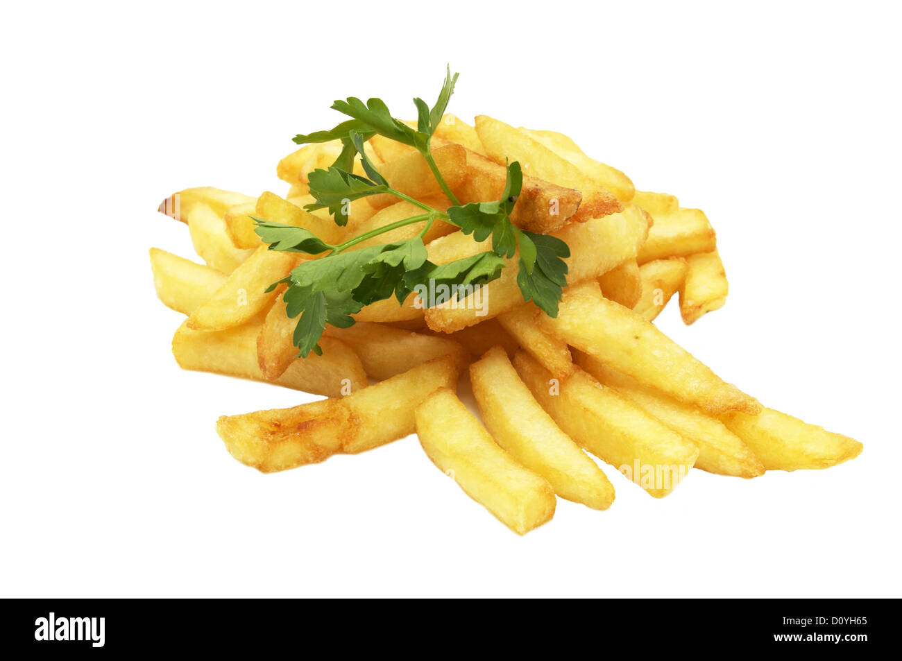 Pommes Frites und barbecue Stockfoto