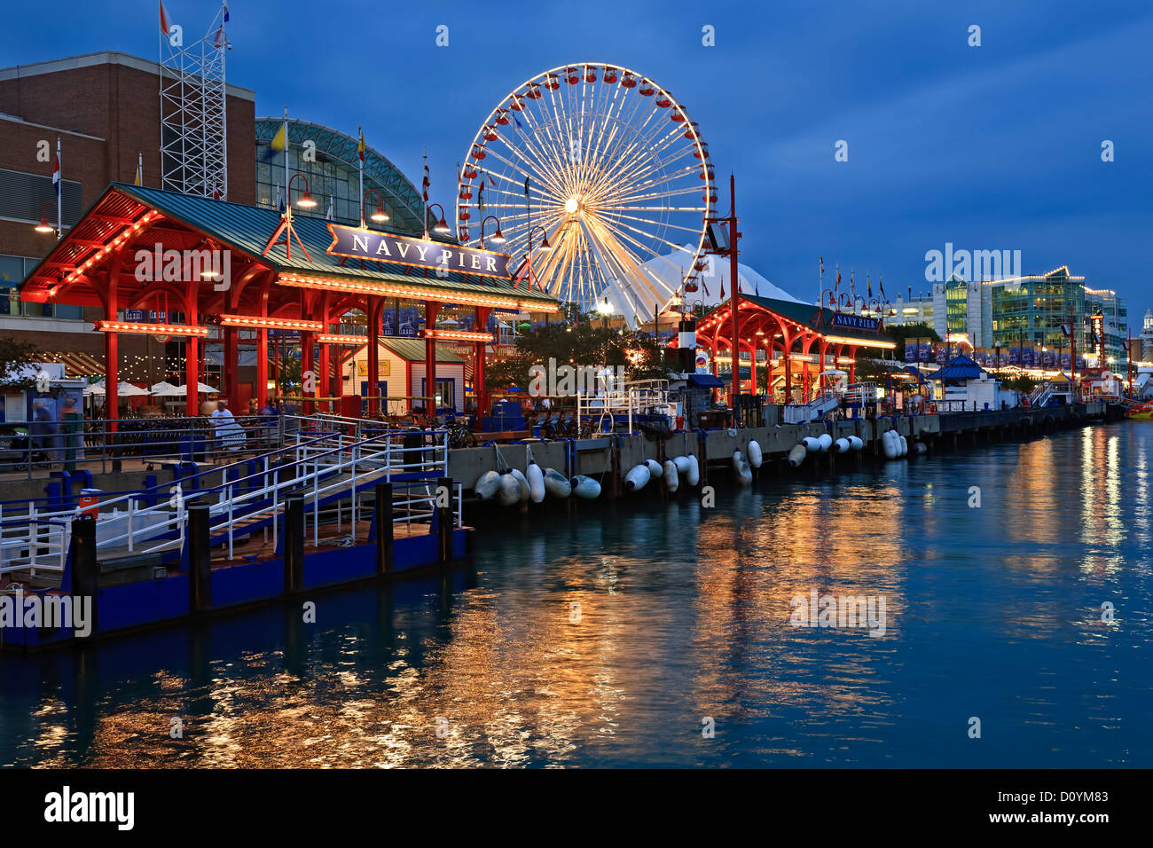 Riesenrad und Navy Pier, Chicago, Illinois USA Stockfoto