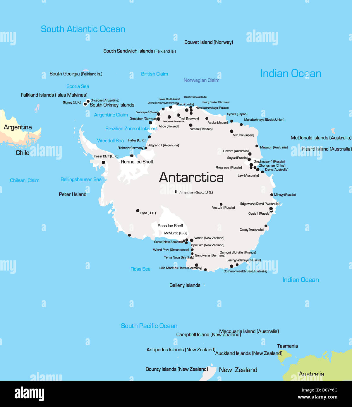 Antarktis Karte Stockfoto