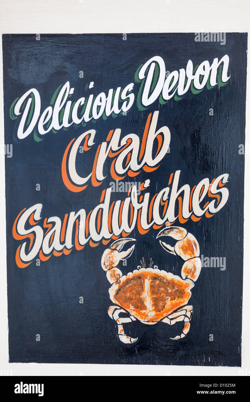 England, Devon, Paignton, Paignton Beach Snack stehen Menü Zeichen Stockfoto