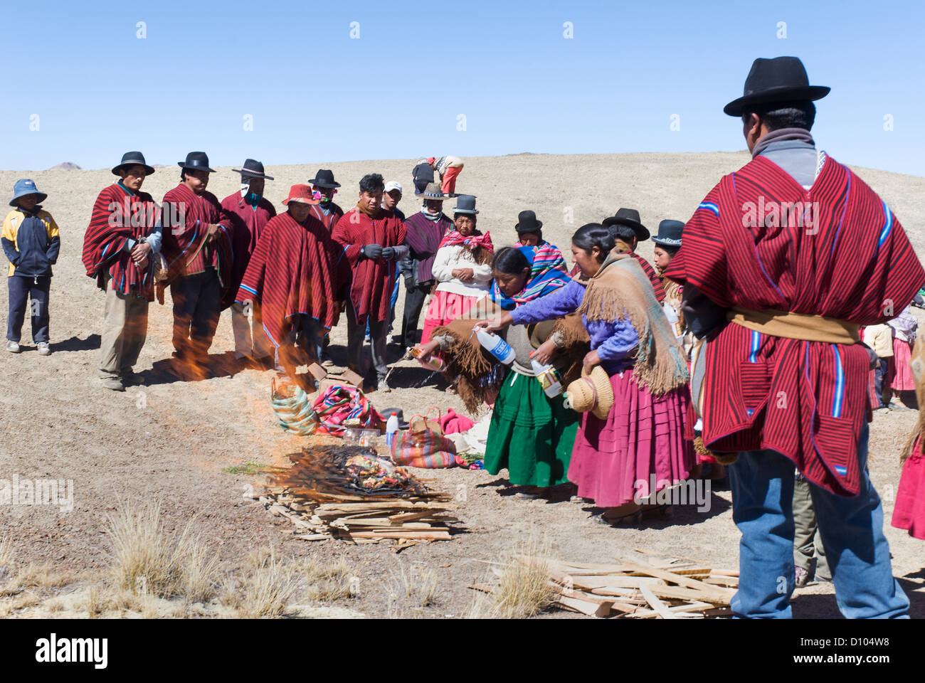 Zeremonie Aymara in der Cordillera Real Stockfoto