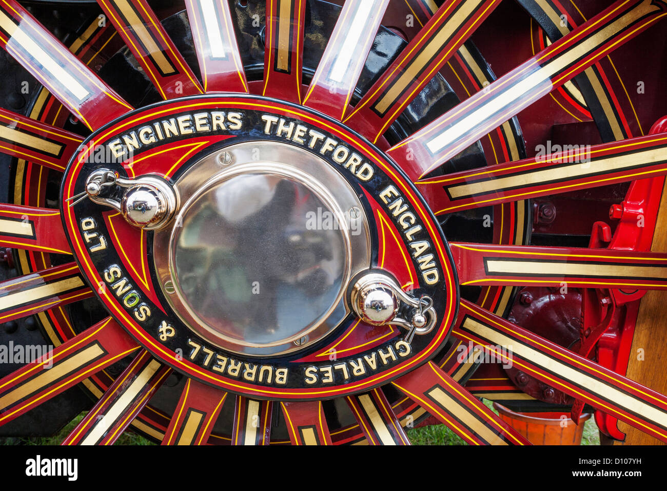 England, Dorset, stiegen, die Great Dorset Steam Fair, Dampfmaschine Rad Detail Stockfoto