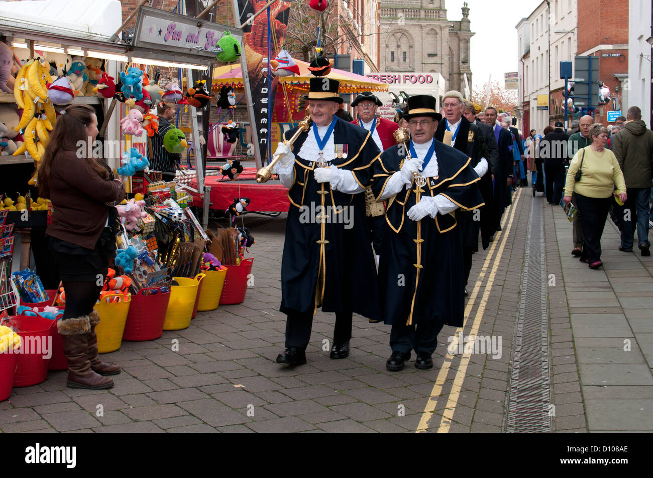 Warwick Mop fair, offizielle Eröffnung Prozession Stockfoto