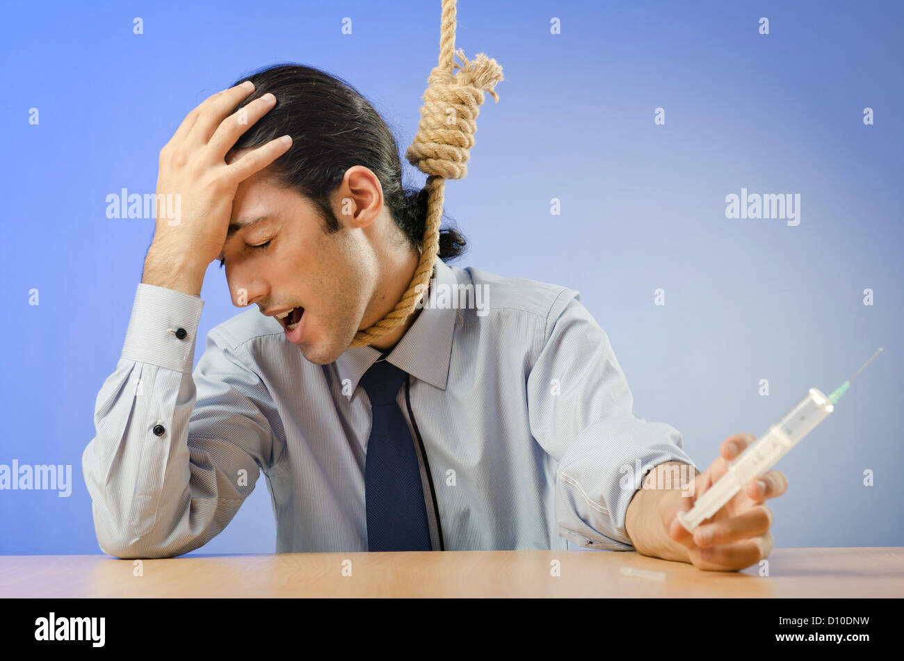 Anti-Drogen-Konzept mit dem Geschäftsmann Stockfoto