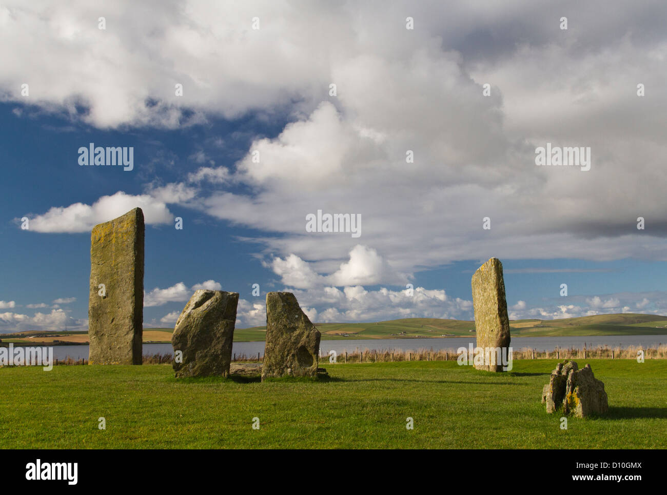 Standing Stones von Stennes, Orkney, Schottland. Stockfoto