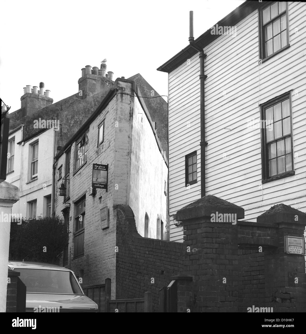 Das Stück Käse in Hastings im Jahre 1976. Als das einzige 3 doppelseitige Haus in England und wurde für £5 Wetten im Jahre 1871 gebaut. Stockfoto