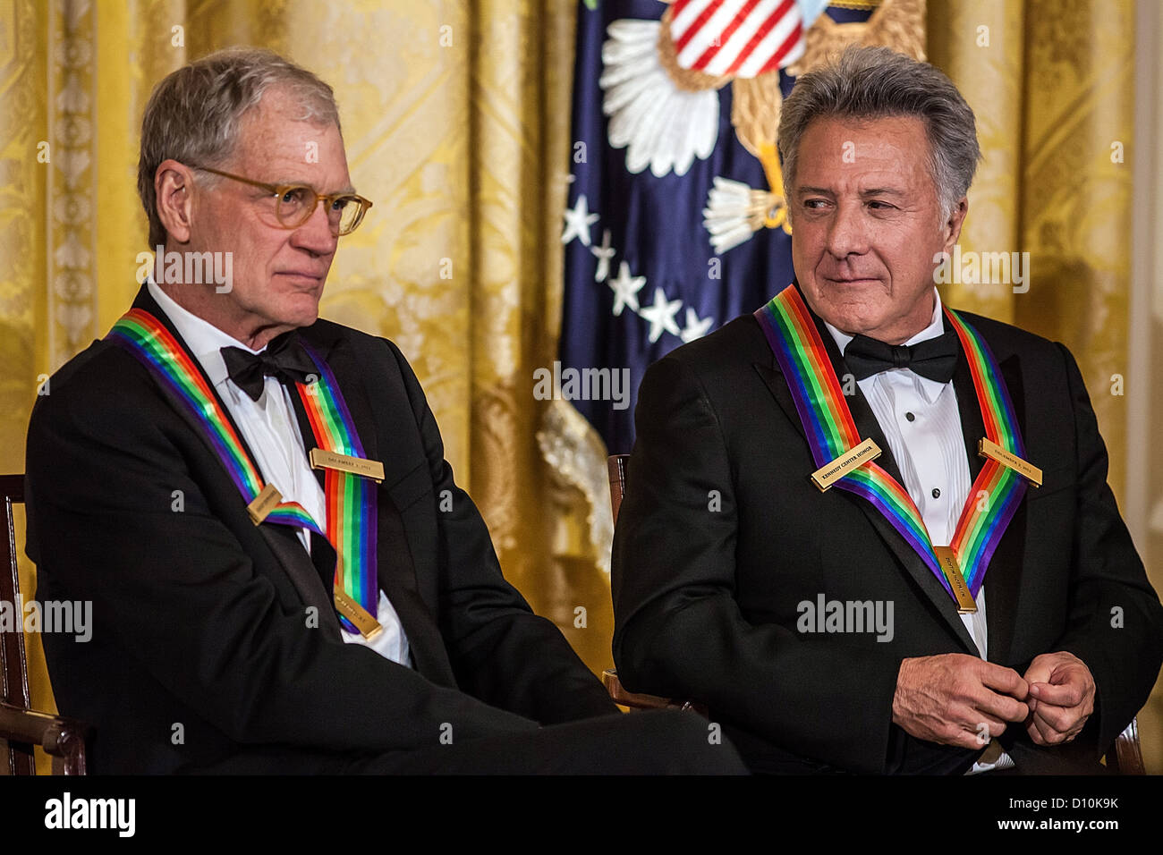 Komiker David Letterman (L) und Schauspieler Dustin Hoffman besuchen das Kennedy Center Honors