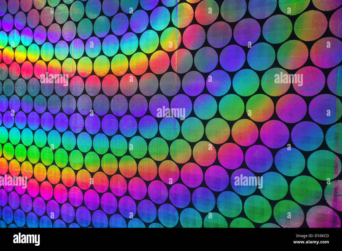 Kreisförmige holographische Muster auf Hintergrund Stockfoto