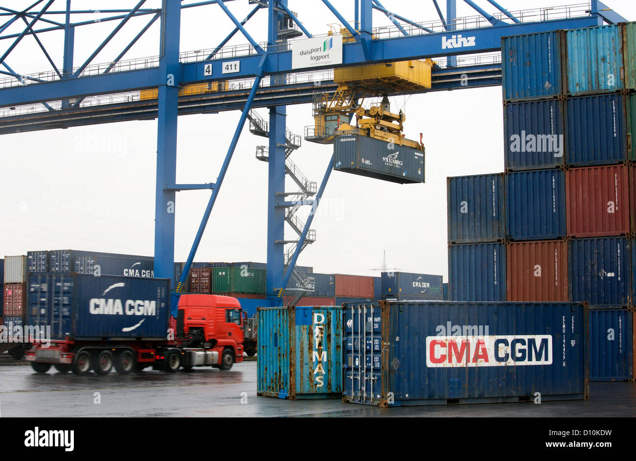 Duisburg, Deutschland, Containerhafen, Duisburg Trimodal Terminal D3T Stockfoto