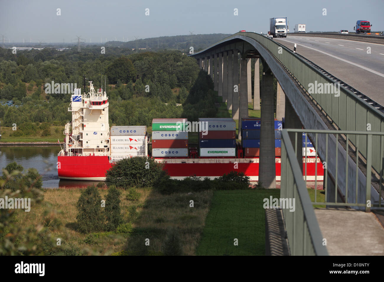 Rade, Deutschland, Schiff auf dem Nord-Ostsee-Kanal Stockfoto