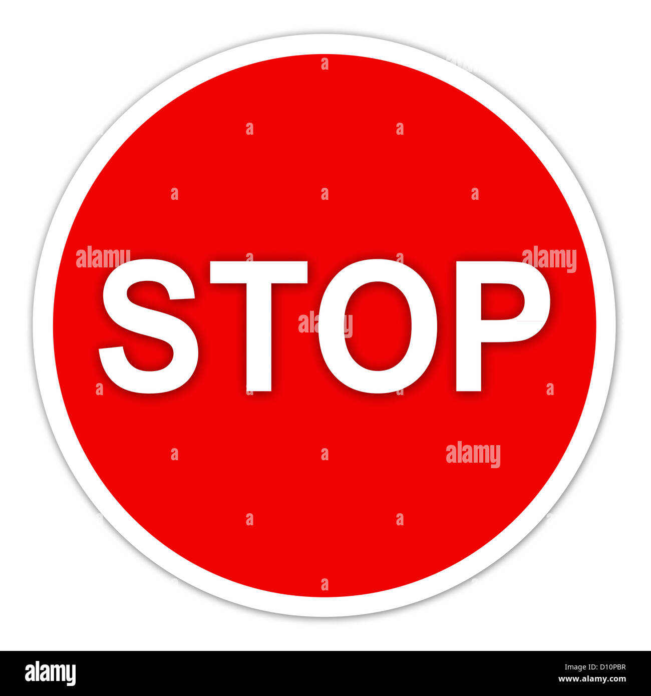 Stop-Schild auf weißem Hintergrund Stockfoto