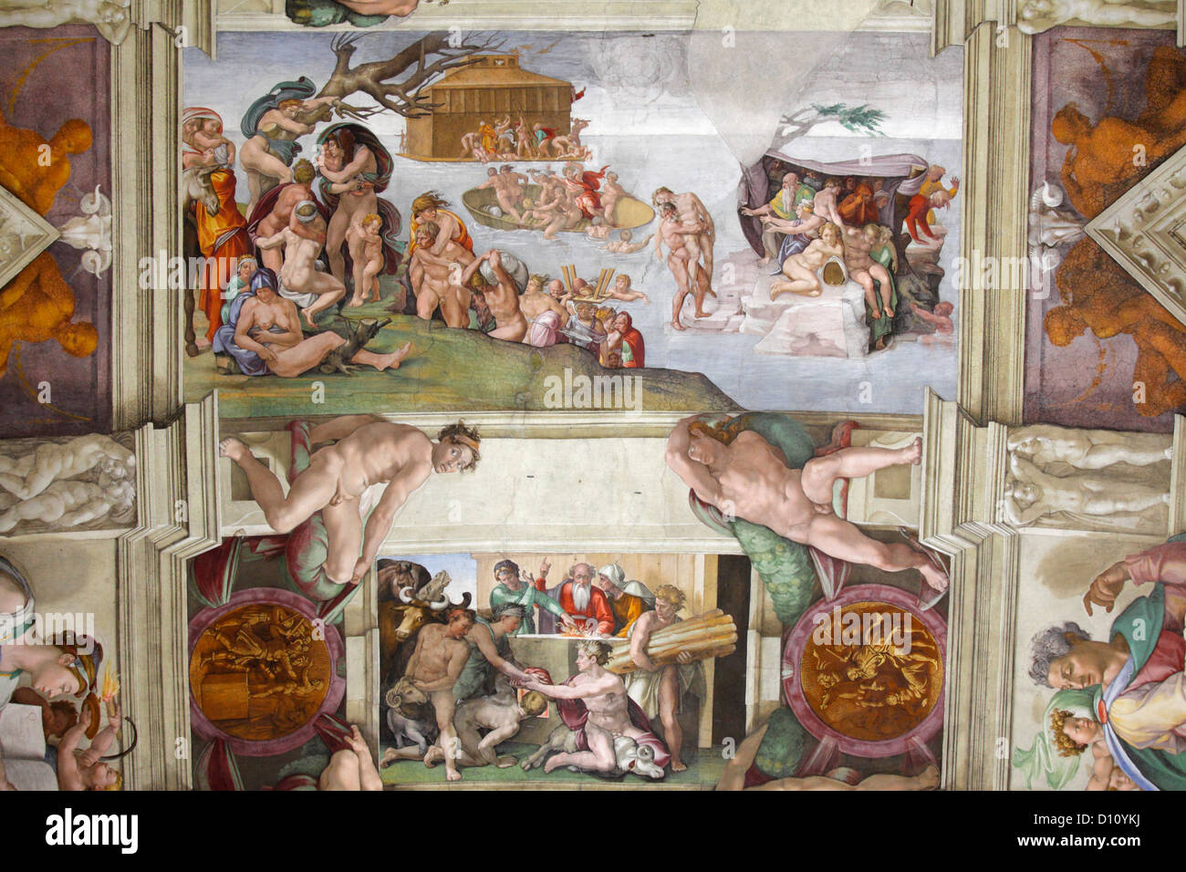 Opfer von Noah in der Sixtinischen Kapelle von Michelangelo, Vatikan, Rom, Italien Stockfoto