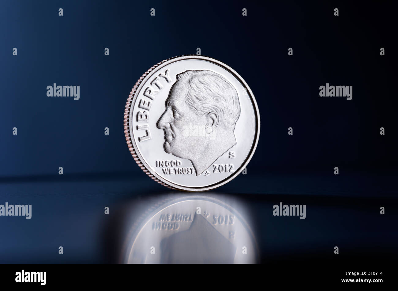 Aufrechte US-Cent Stockfoto