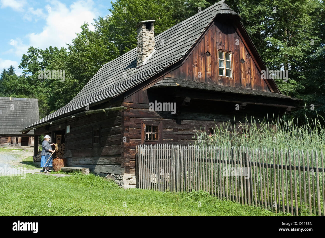 Elk188-3850 Tschechien, Roznov Pod Radhostem, walachischen Dorfes Skansen, Bauernhaus Stockfoto