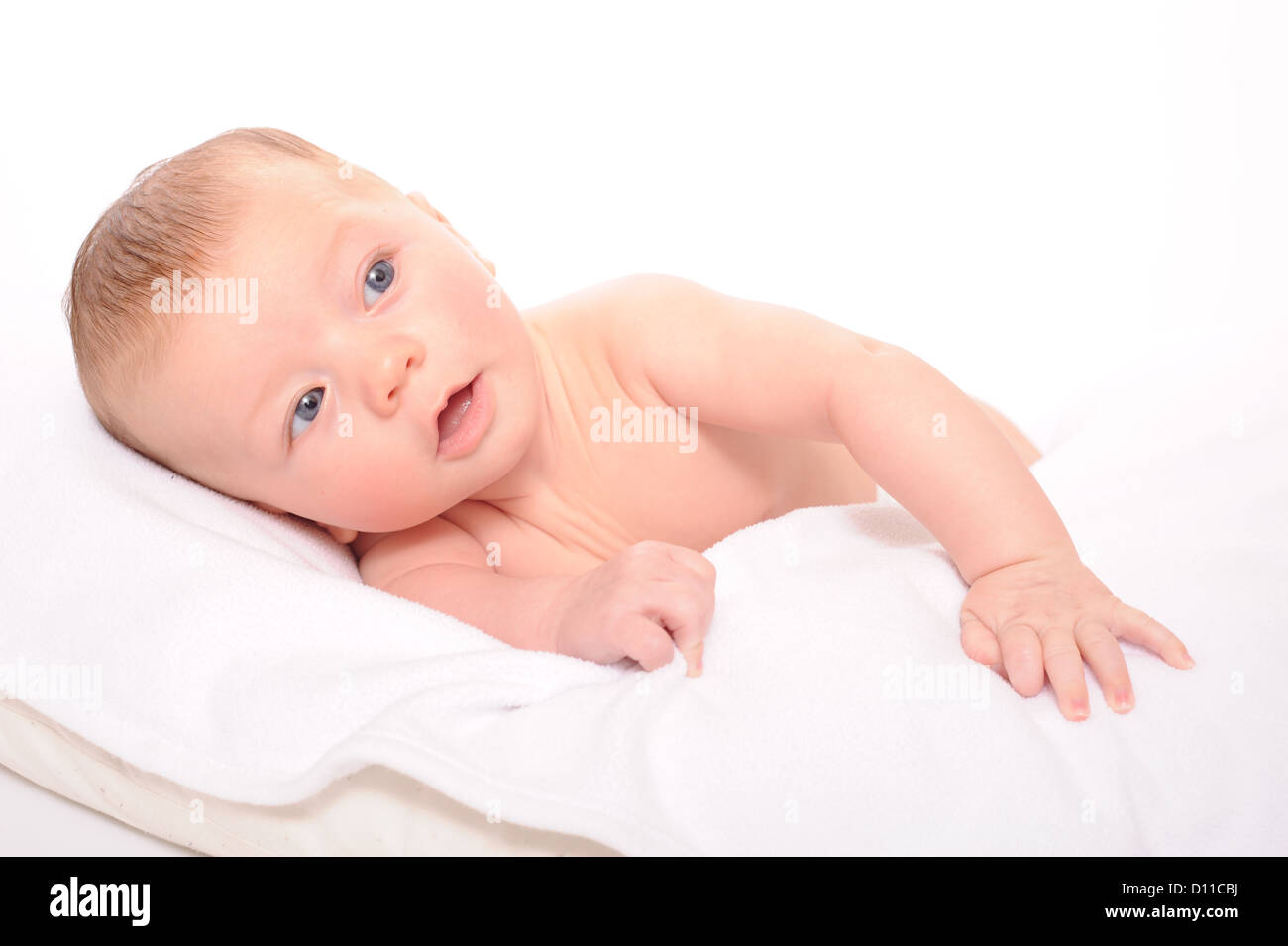 Baby auf Seite legen Stockfoto