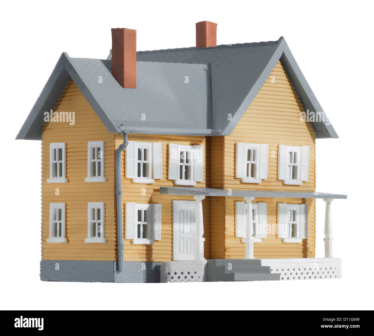 Grau und Gelb Miniatur farm house Stockfoto