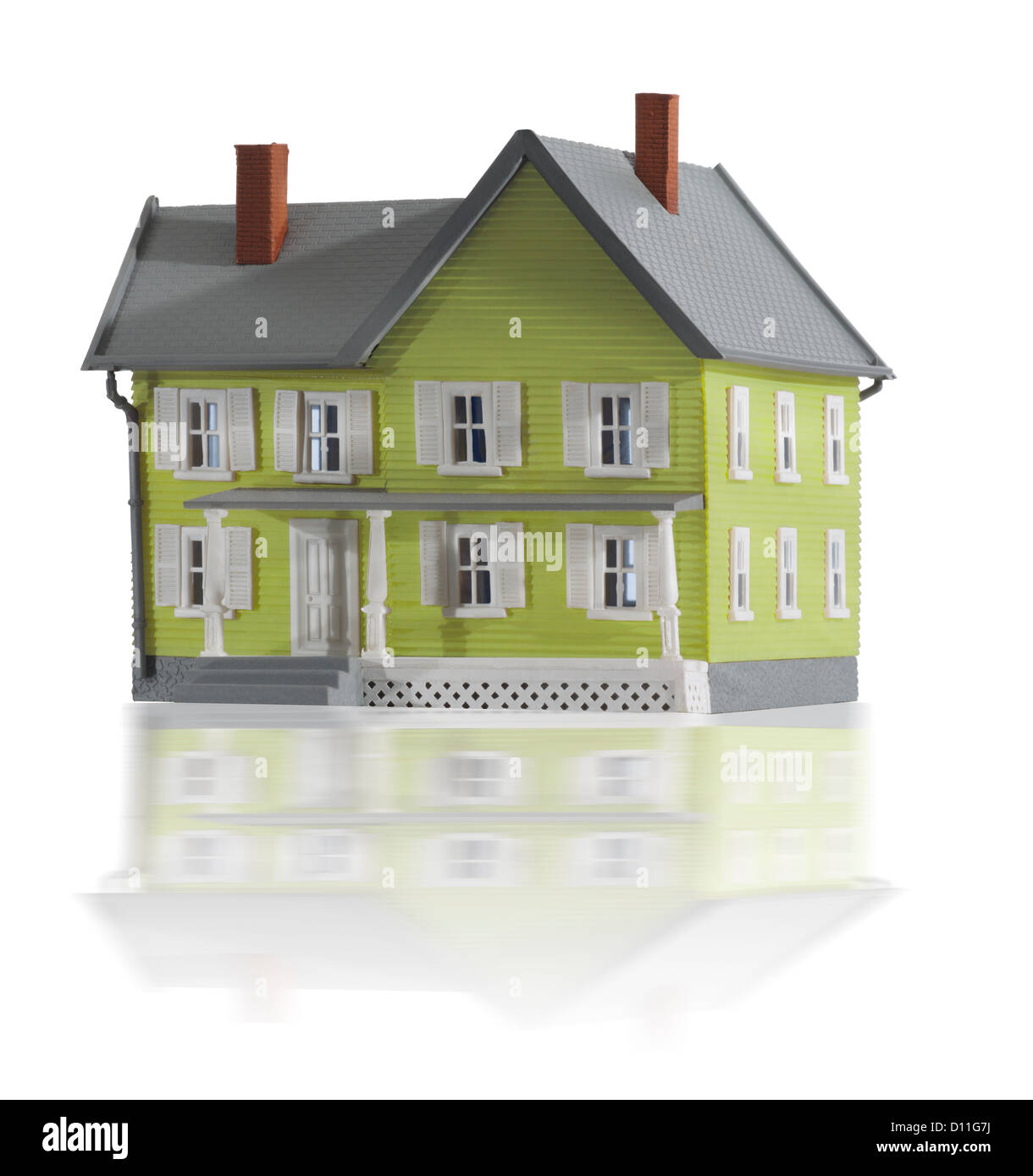 Graue und grüne Miniatur-Bauernhof Stockfoto