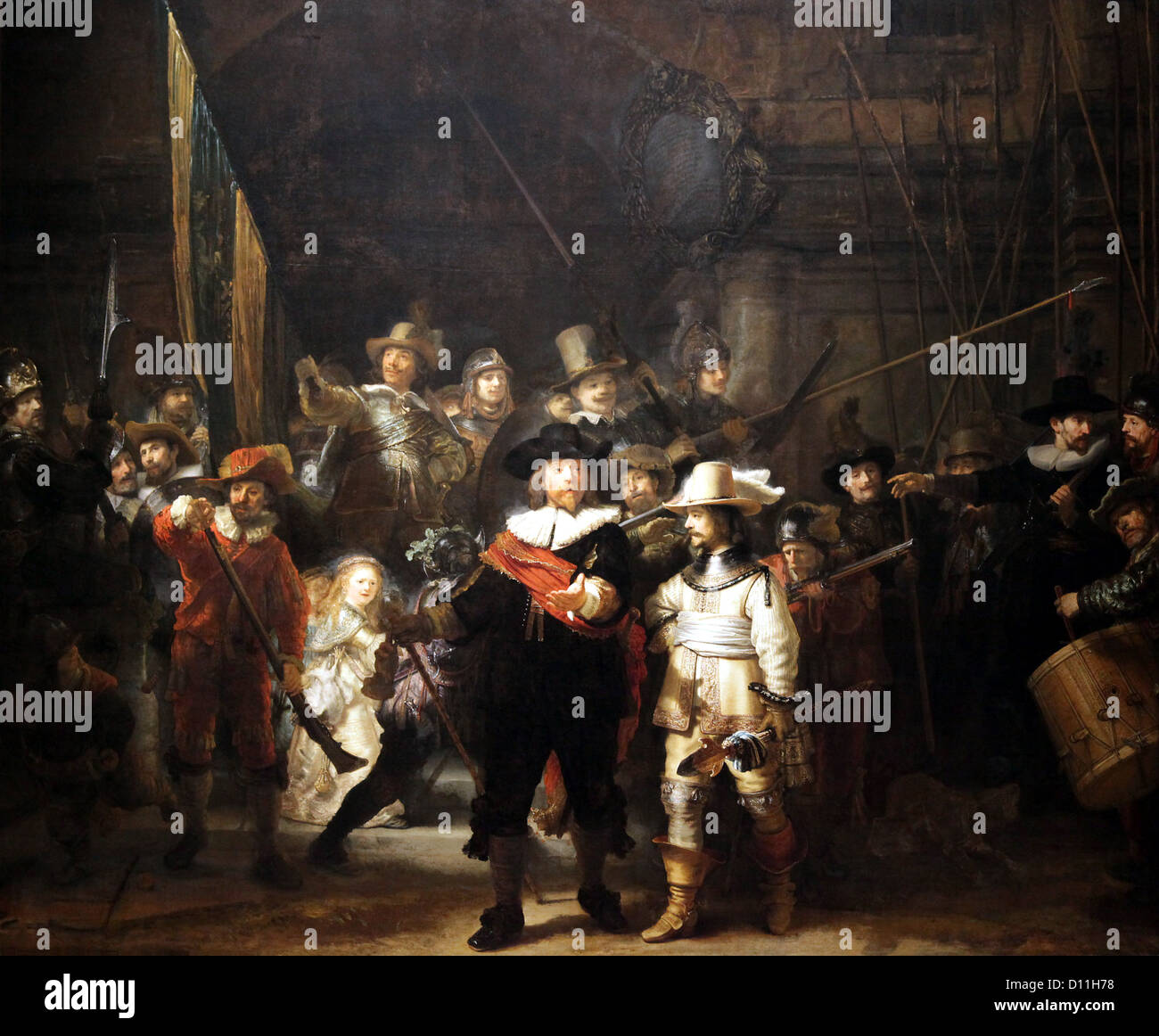 Die Nachtwache 1642 des niederländischen Malers Rembrandt van Rijn De Nachtwacht, Amsterdam, Holland, Niederlande Stockfoto