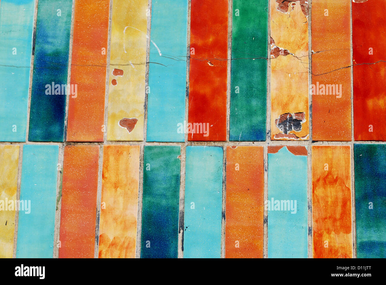 Vintage bunten beschädigt Fliesen Hintergrundtextur Stockfoto