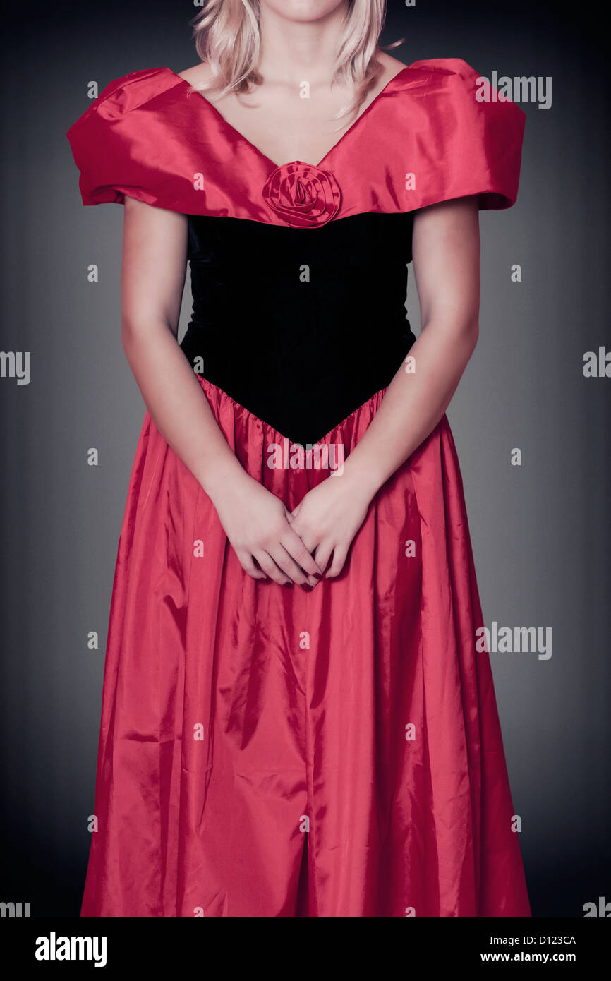 eine Frau in einem roten Kleid Stockfoto