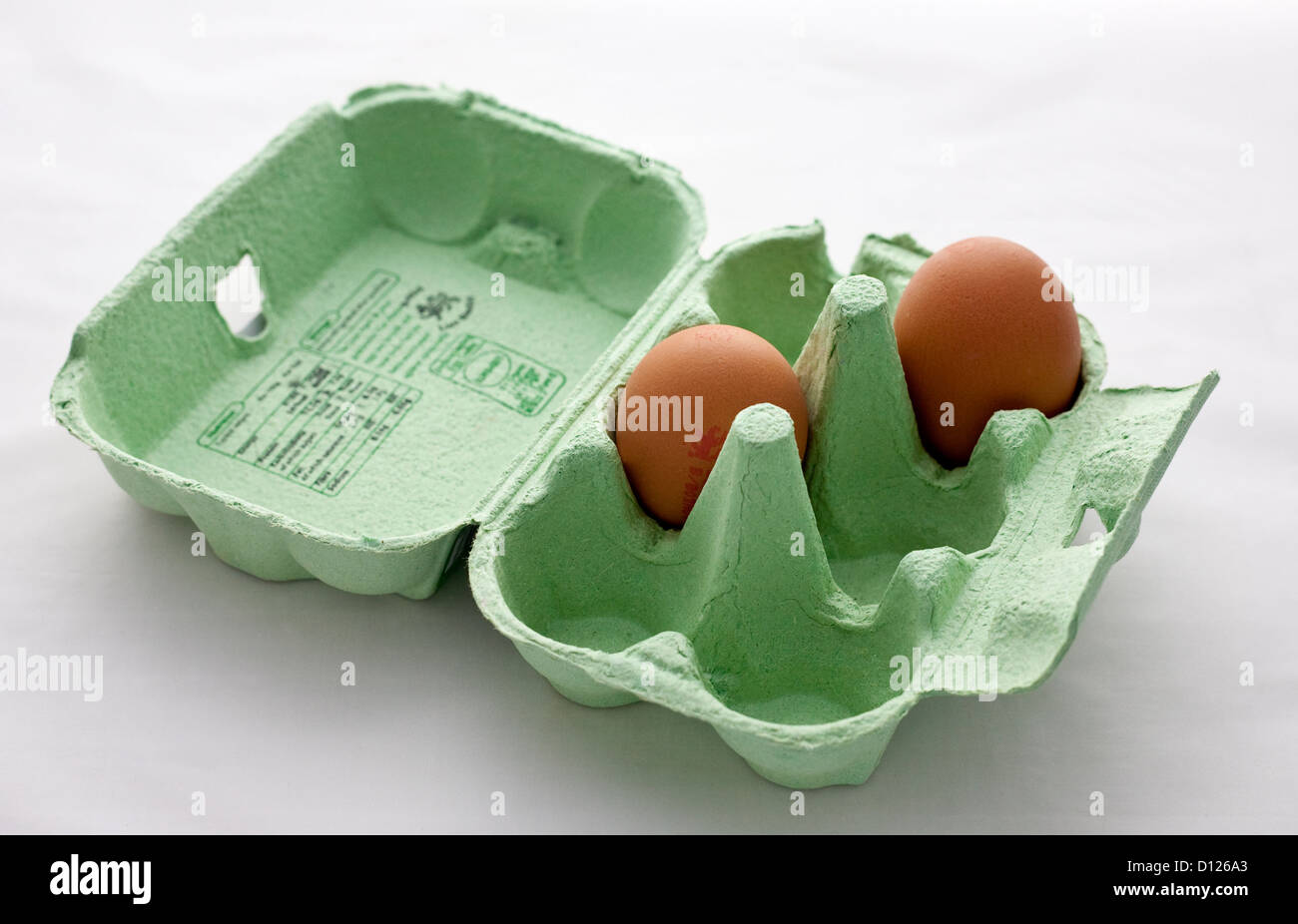 Eiern in einem Karton recyclebar Stockfoto