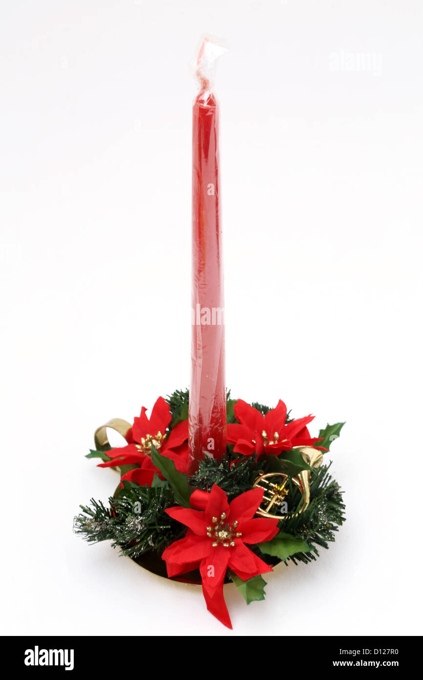 Kerze-Halter-Weihnachtsschmuck mit roten Kerzen Stockfoto