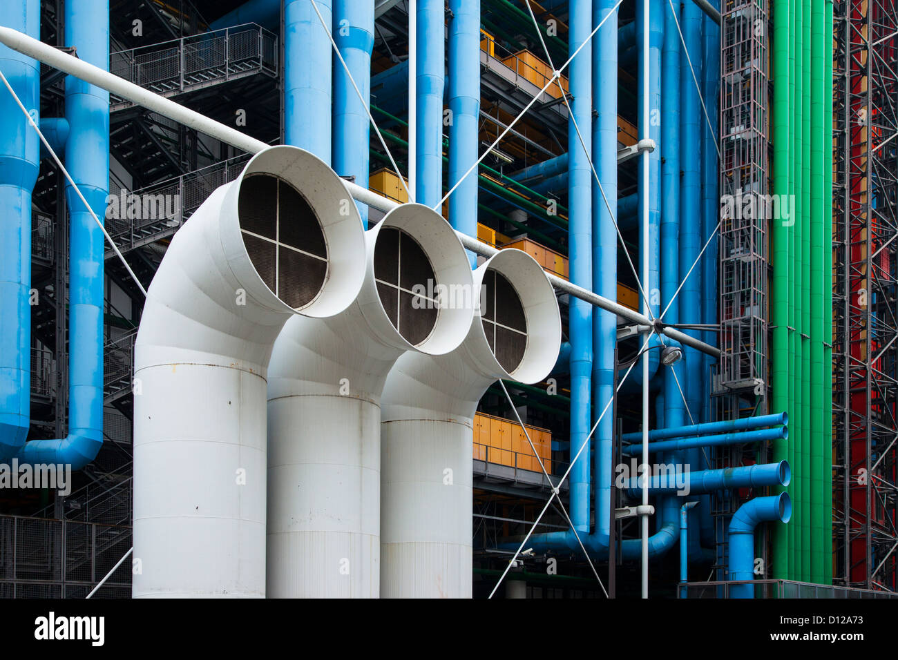 Externe mechanische Systeme des Centre Georges Pompidou oder Beaubourg Center, Paris Frankreich Stockfoto